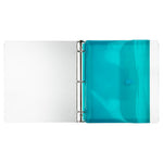 JAM Paper Plastic Binder Pocket, 3-Hole Punched, Teal Blue, 12/Pack (218VB1TE)