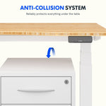 FlexiSpot E7 Commercial 60''W Electric Adjustable Standing Desk, Bamboo Curve/White (E7WCOMCR6030LBZB)