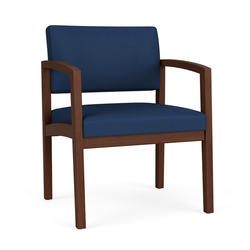 Lesro Lenox Wood Vinyl Guest Chair, Patriot Plus Imperial Blue/Walnut (LW1201.WWL-01PPIB)