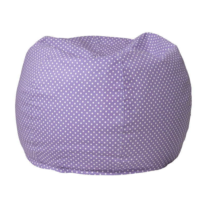Flash Furniture Cotton Twill Small Dot Kids Bean Bag Chair, Lavender
