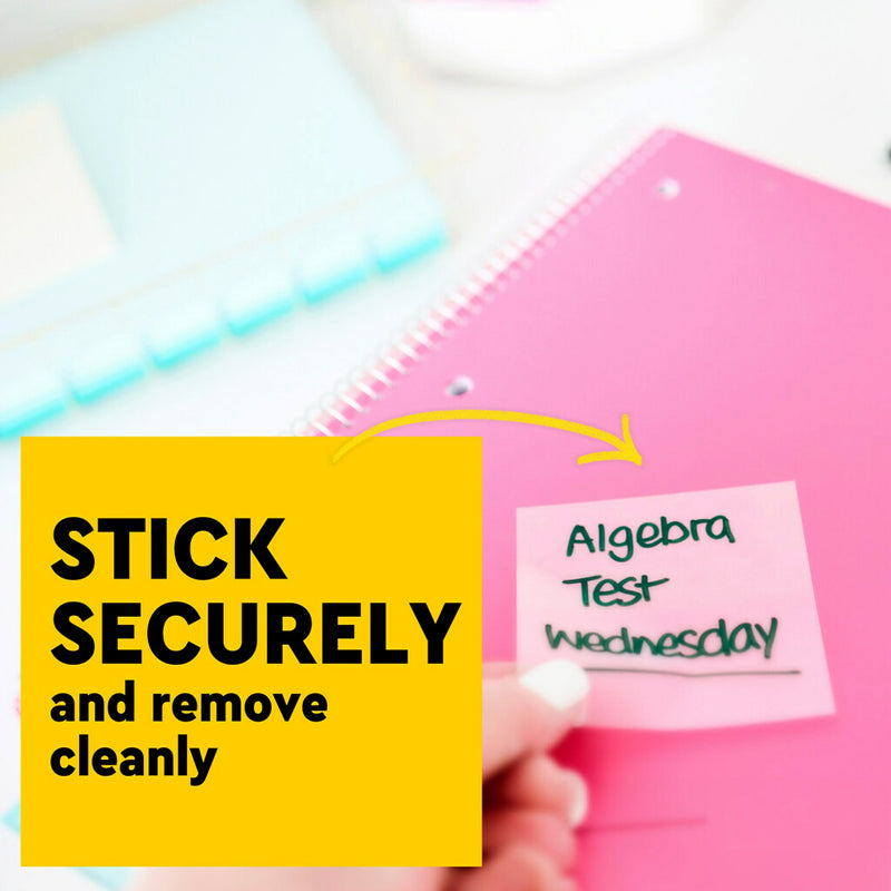 Post-it Transparent Sticky Notes, 2.8" x 2.8", Assorted Colors, 36 Sheets/Pad, 3 Pads/Pack (600-3COL)