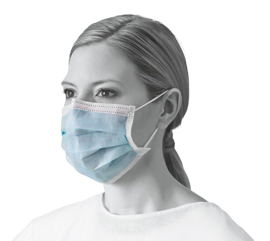 Medline Disposable ASTM Level 1 Procedure Face Masks with Earloops, Blue, 50/Box (NON27378Z)