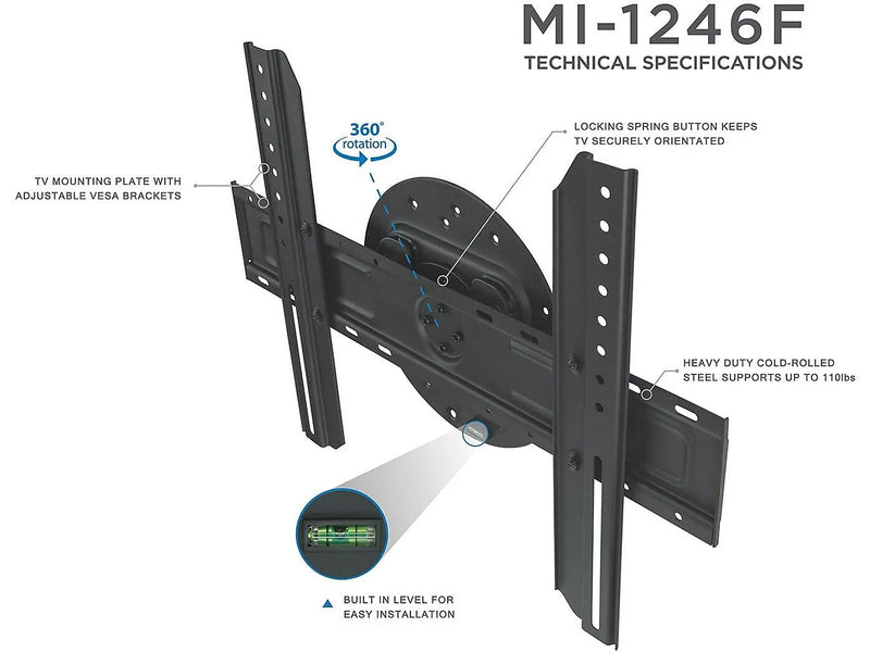 Mount-It! Full 360-Degree Rotation TV Mount, 110 lbs. Max. (MI-1246F)