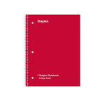 Staples® Poly 1-Subject Notebook, 8" x 10.5", College Ruled, 70 Sheets, Assorted Colors (ST54894C)