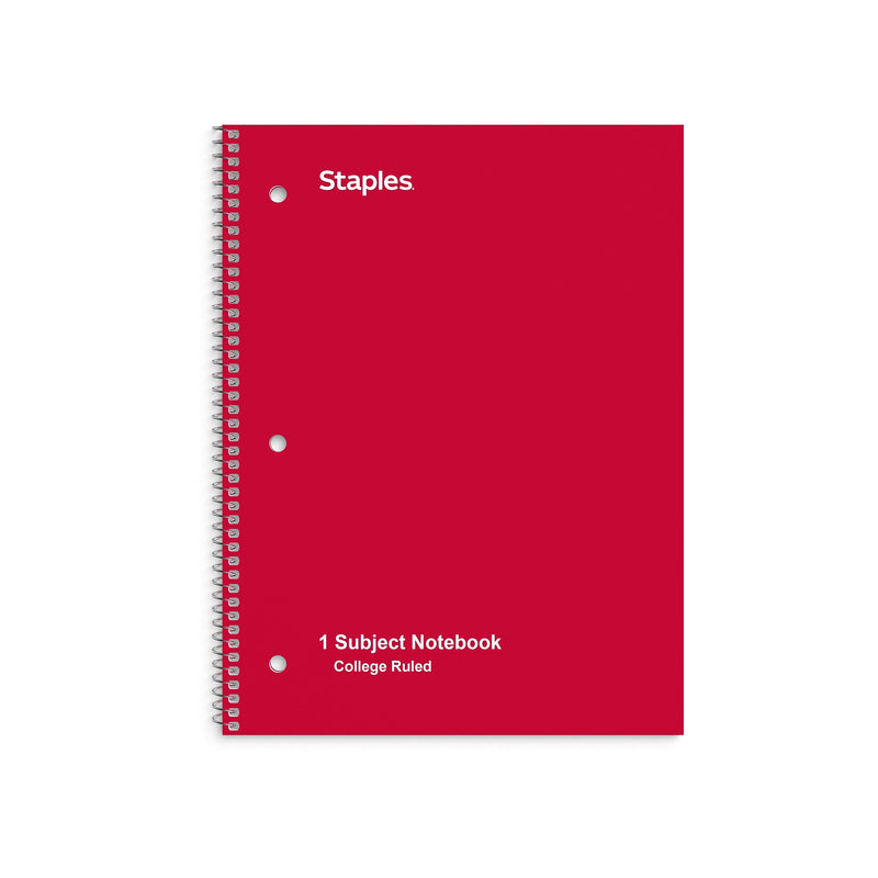 Staples® Poly 1-Subject Notebook, 8" x 10.5", College Ruled, 70 Sheets, Assorted Colors (ST54894C)