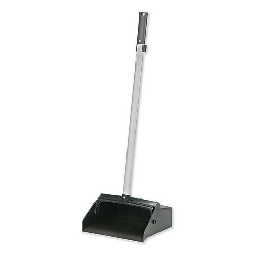 AbilityOne Upright Dustpan with 32" Aluminum Handle, Black/Silver (NSN4606663)