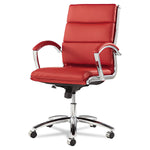 Neratoli, Mid-Back Swivel/Tilt Chair, Red Soft-Touch Leather, Chrome Frame