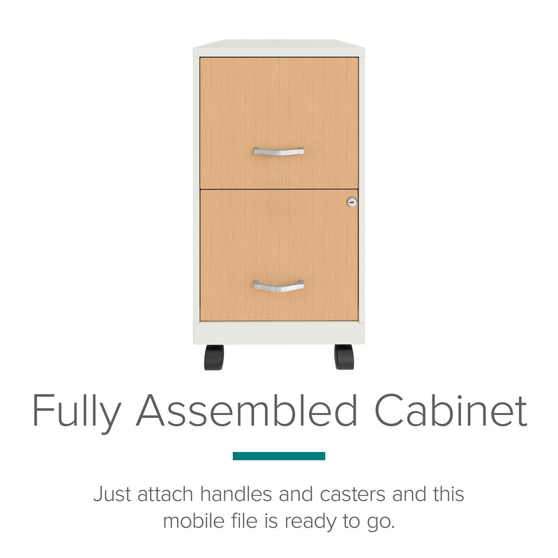 Space Solutions 2-Drawer Mobile File Cabinet, Letter Size, Lockable, 26.7"H x 14.25"W x 18"D, Pearl White/Platinum Oak (25854)
