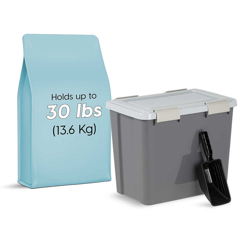 Iris 36 Quart Storage Container with Scoop for Dog & Cat Food, Plastic, Dark Gray (100148)