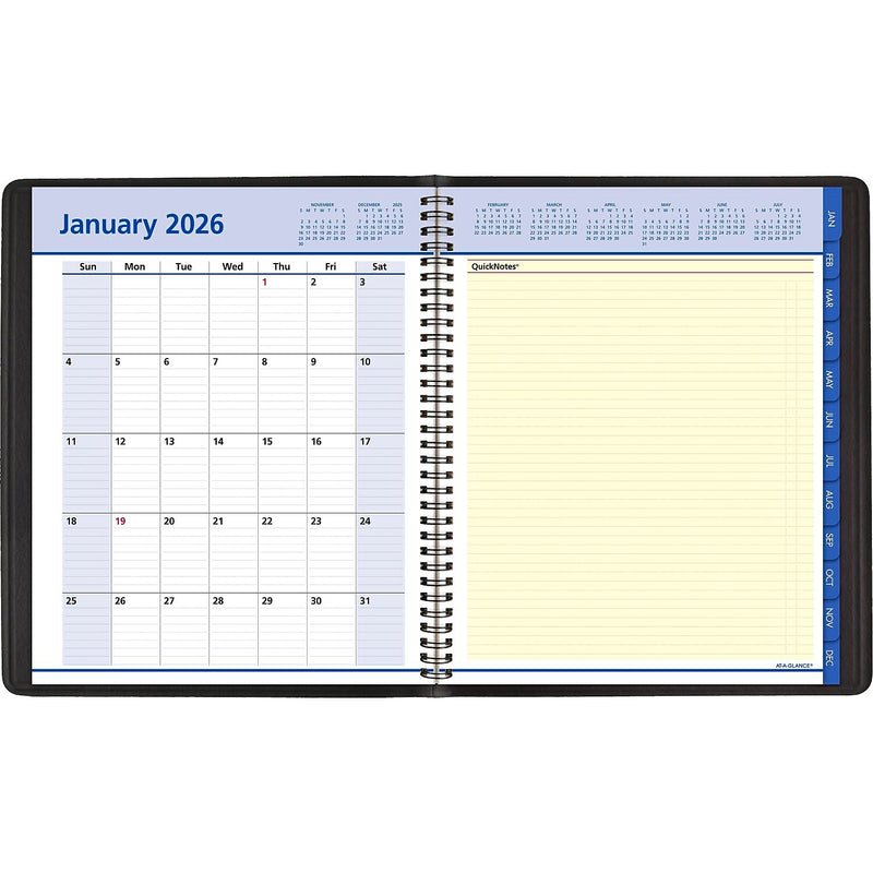 2026 AT-A-GLANCE QuickNotes 8" x 10" Weekly & Monthly Appointment Book, Faux Leather Cover, Black (76-01-05-26)
