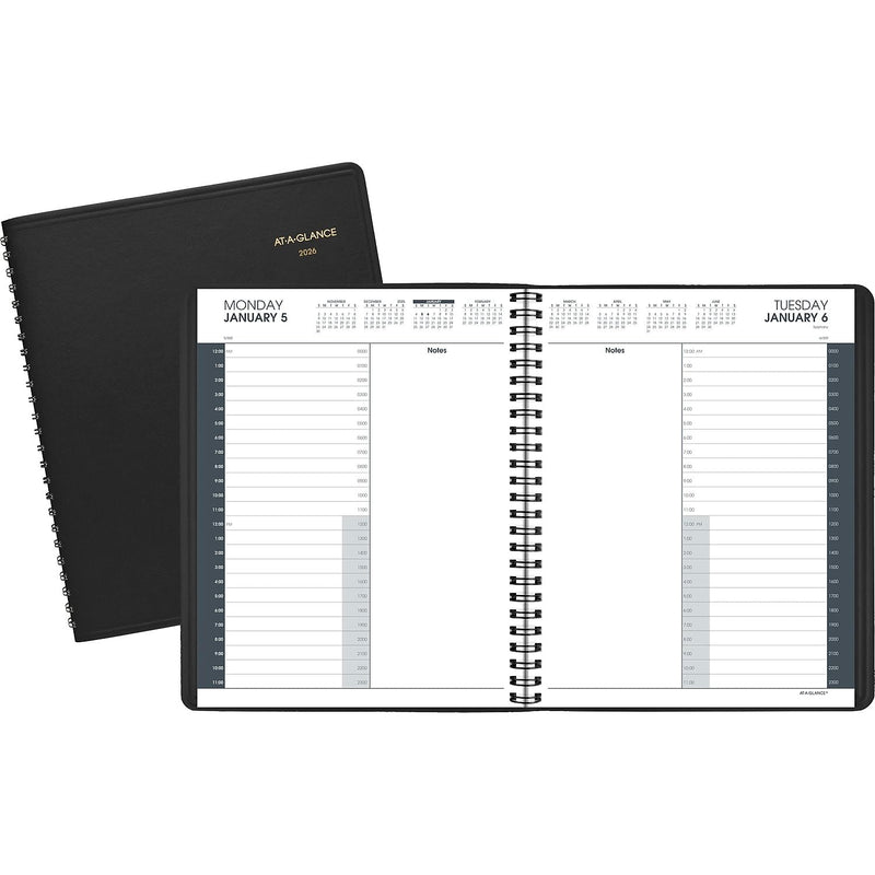 2026 AT-A-GLANCE 8.5" x 11" Daily Appointment Book, Faux Leather Cover, Black (70-214-05-26)