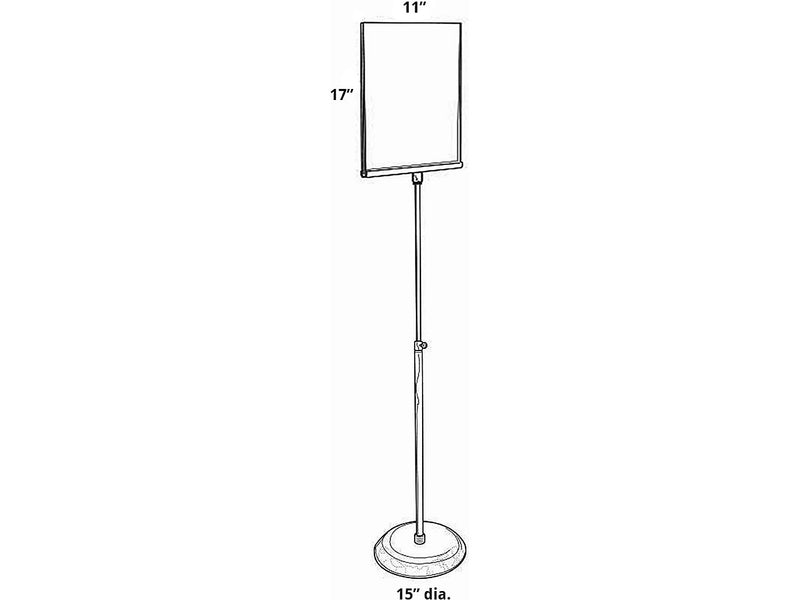 Azar Sign Holder, 15" x 45", Vertical, Freestanding, Clear/Silver, Acrylic (300847)