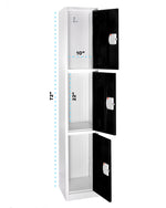 AdirOffice 72"H 3-Tier Black Storage Locker (ADI629-203-BLK-DL)