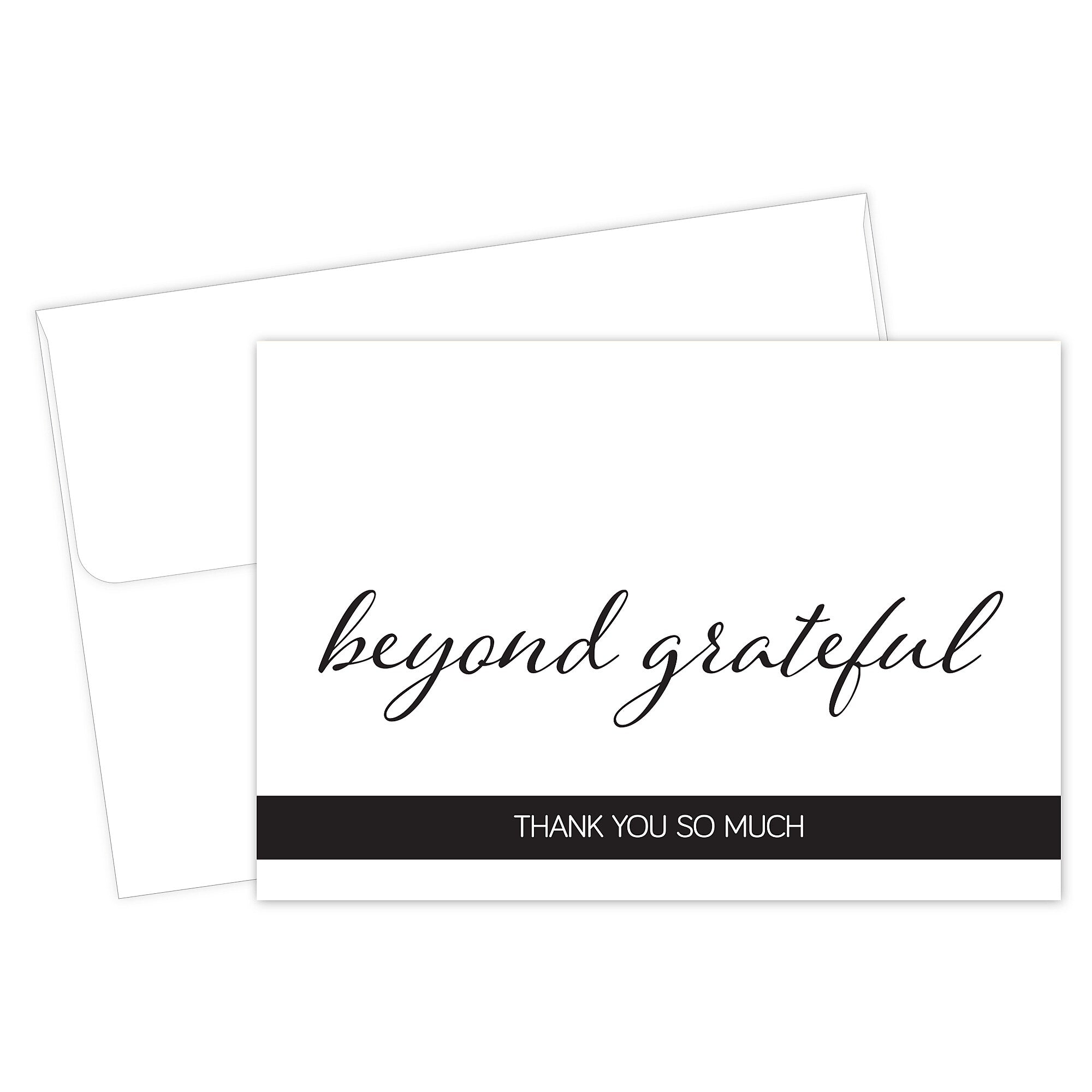 Great Papers Simply Beyond Grateful General Use Thank You Notecard Kits, Black/White, 50/Pack (2025031)