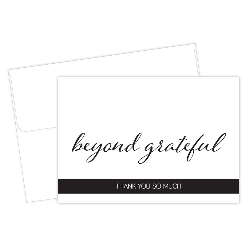 Great Papers Simply Beyond Grateful General Use Thank You Notecard Kits, Black/White, 50/Pack (2025031)