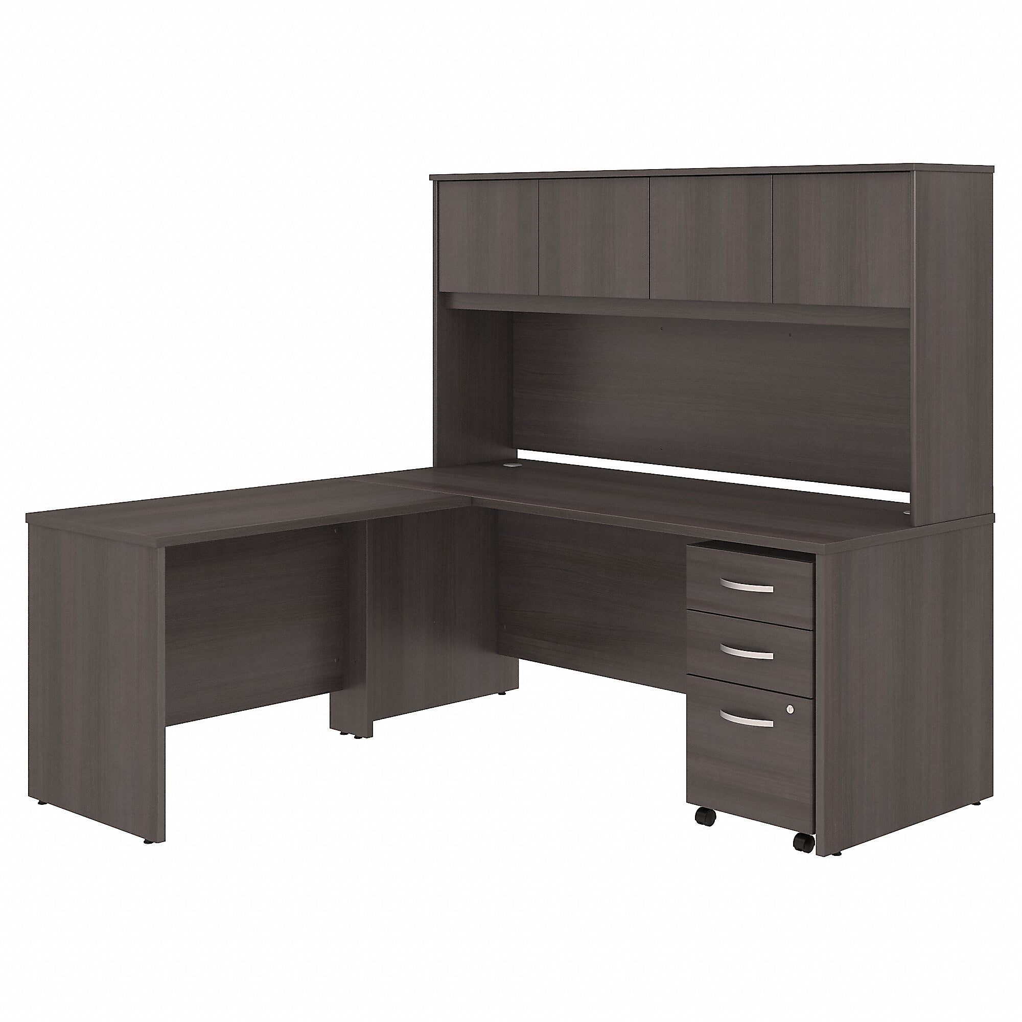 Bush Business Furniture Studio C 72"W L Shaped Desk with Hutch, Mobile File Cabinet and Return, Storm Gray (STC006SG)