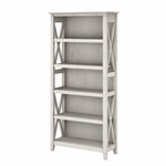 Bush Furniture Key West 66"H 5-Shelf Bookcase with Adjustable Shelves, Linen White Oak Laminated Wood (KWB132LW-03)