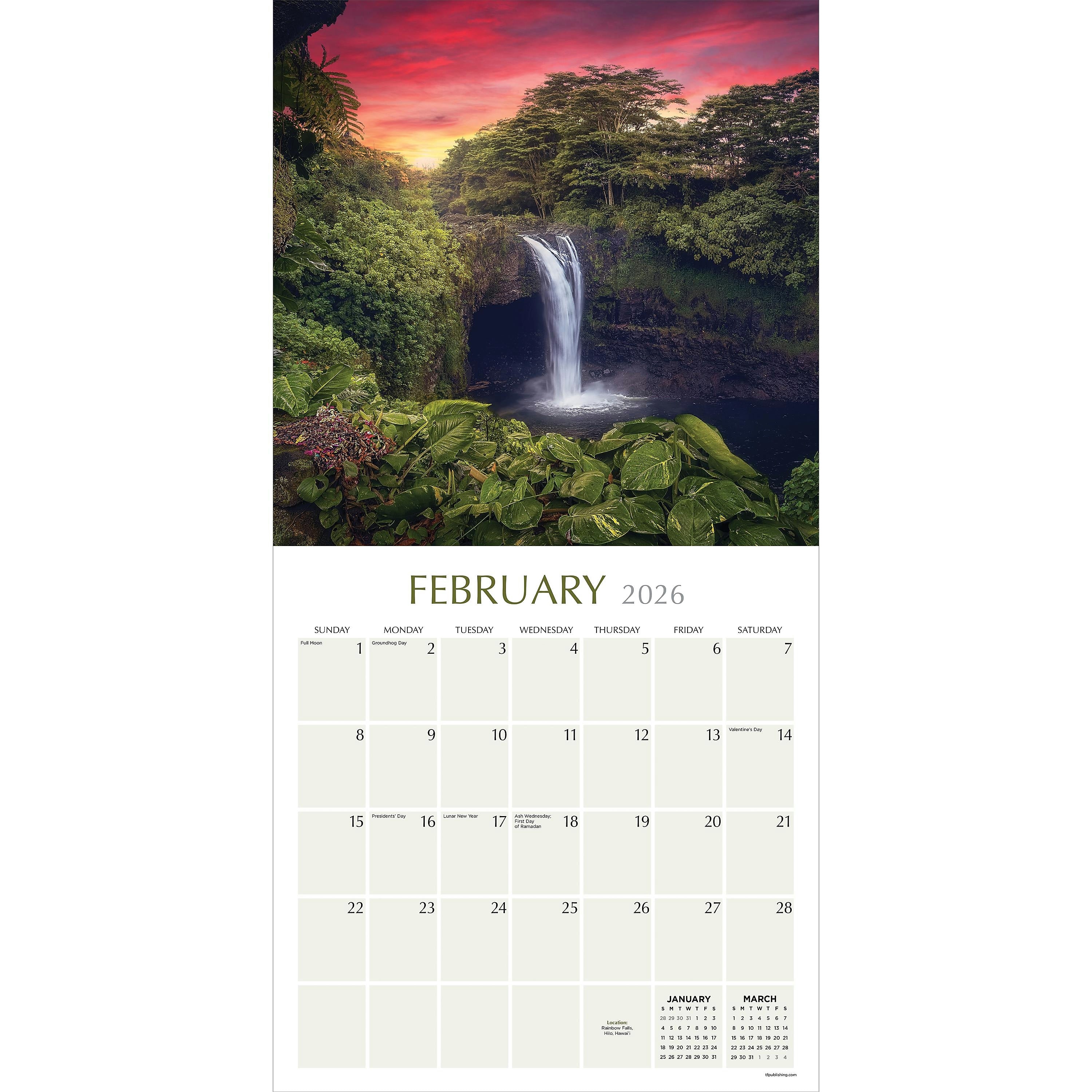 2026 TF Publishing Hawaii 12" x 12" Monthly Wall Calendar, Multi (26-1054)