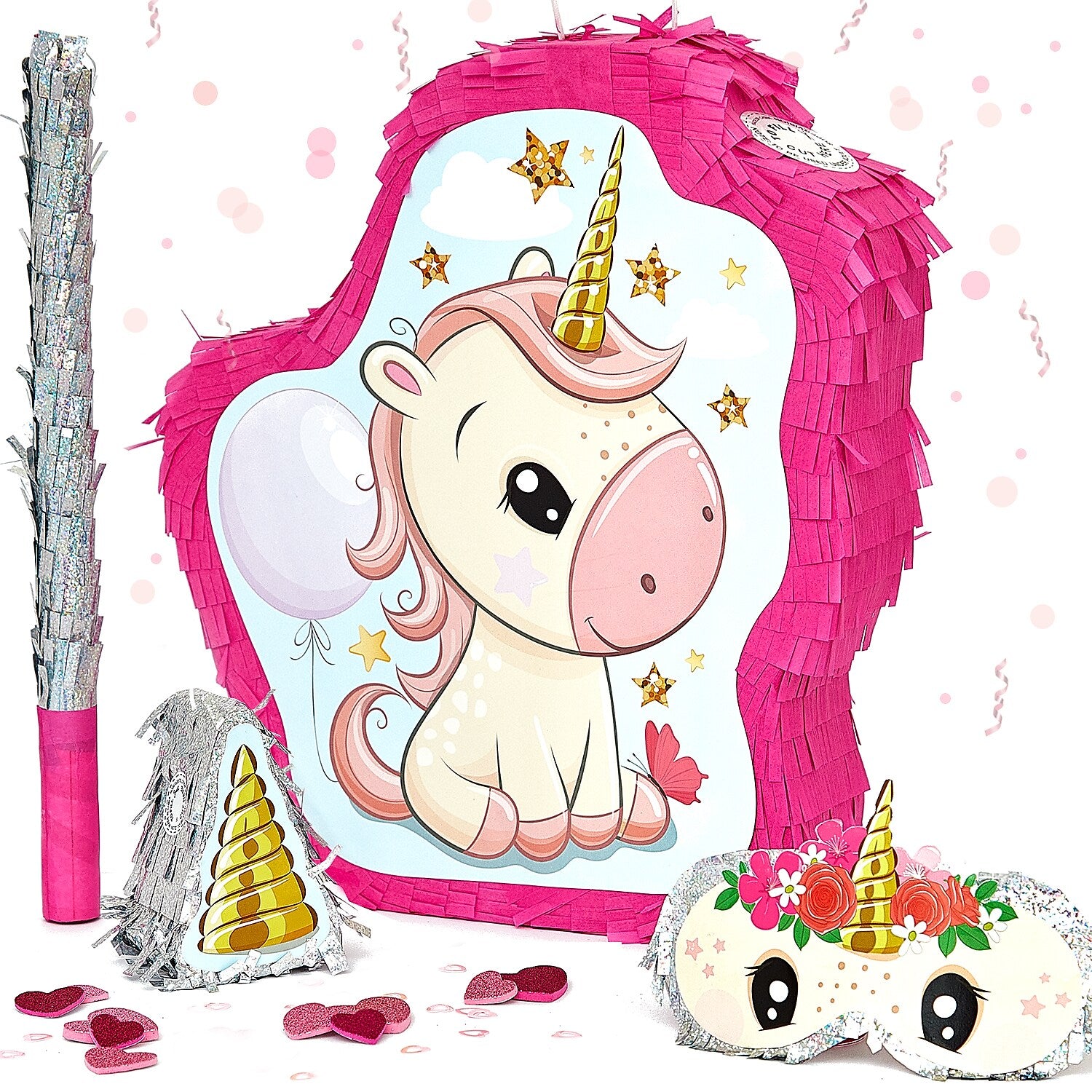 JITTERYGIT Unicorn Pinata Treasure Hunt Game Set, 2 in 1 Pieces/Pack (UNICORN-PINATA - PINK)