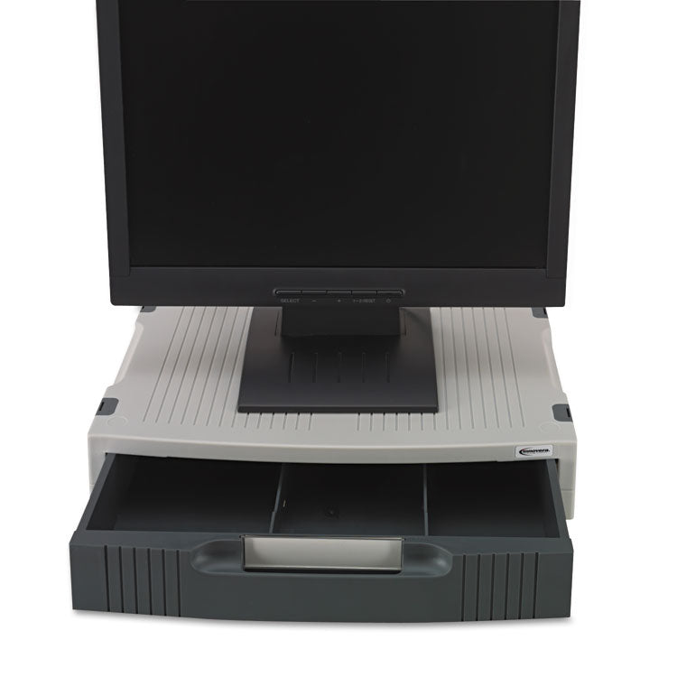 Basic Lcd Monitor/printer Stand, 15" X 11" X 3", Charcoal Gray/light Gray