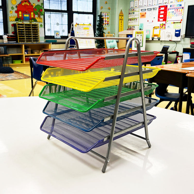 Mind Reader 5-Compartment Metal Desk Tray, Multicolor (5TPAPER-ASST)