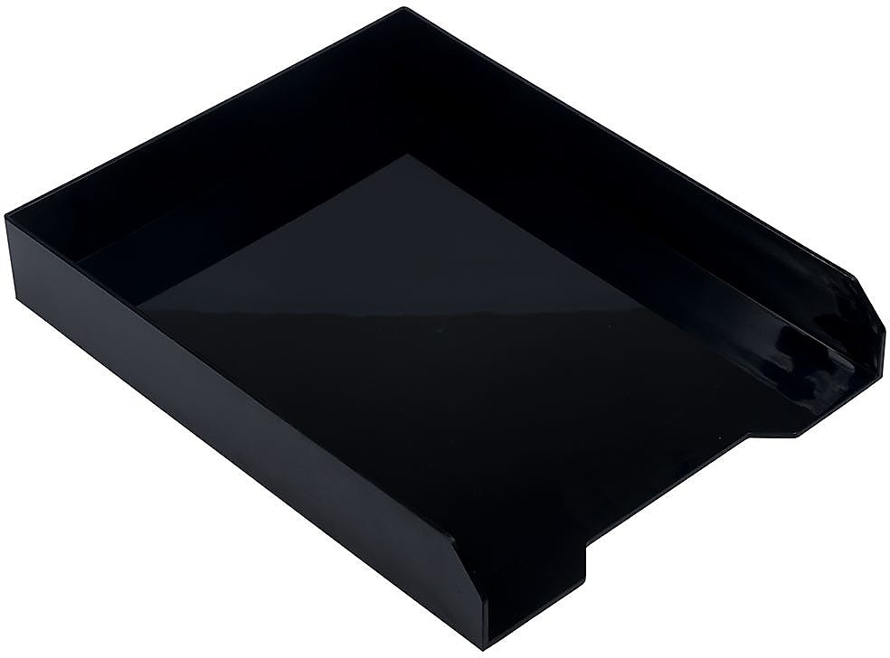 JAM PAPER Stackable Paper Trays, Black, Desktop Document, Letter, & File Organizer Tray, 2/Pack (344blas)