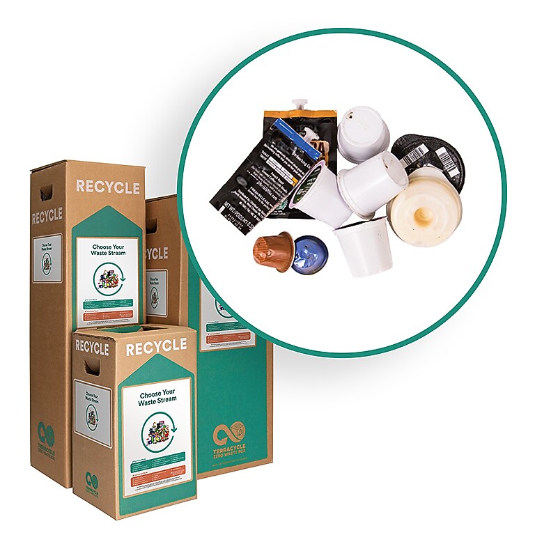 TerraCycle Cardboard Coffee Capsules Recycling Box, 36 Gallon, White and Green (257)