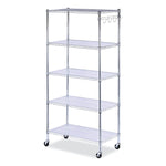 Alera 5-Shelf Wire Shelving Kit with Casters and Shelf Liners, 36" x 18" x 72", Silver (ALESW653618SR)