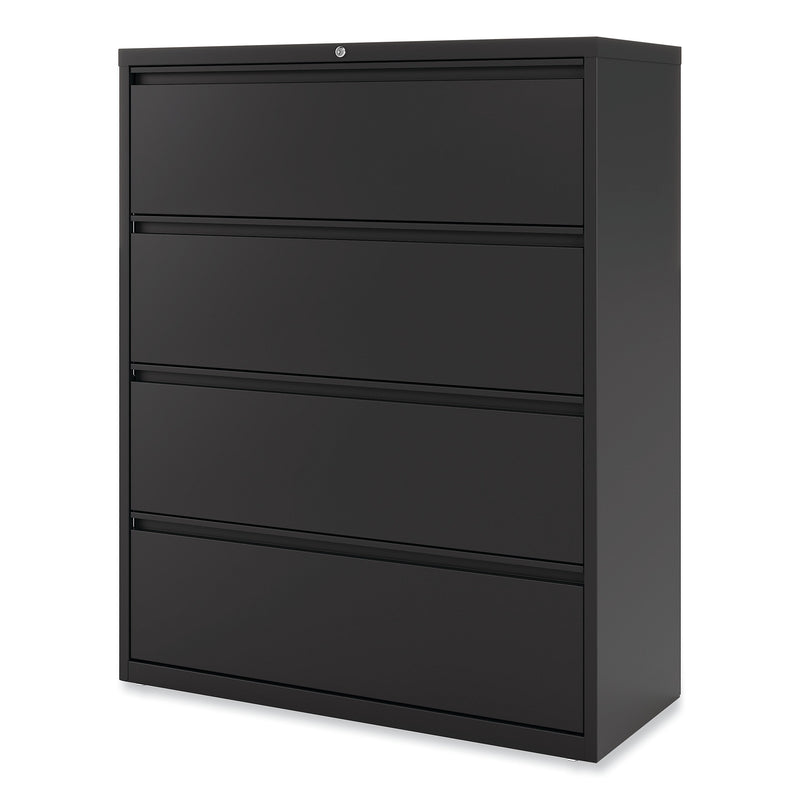 Alera 4-Drawer Lateral File Cabinet, Locking, Letter/Legal, Black, 42.13" (ALELF4254BL)