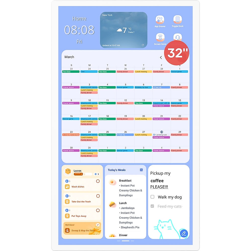 Cozyla Digital Family 24" Calendar+ Gen2, White  (CD-8R543F2)