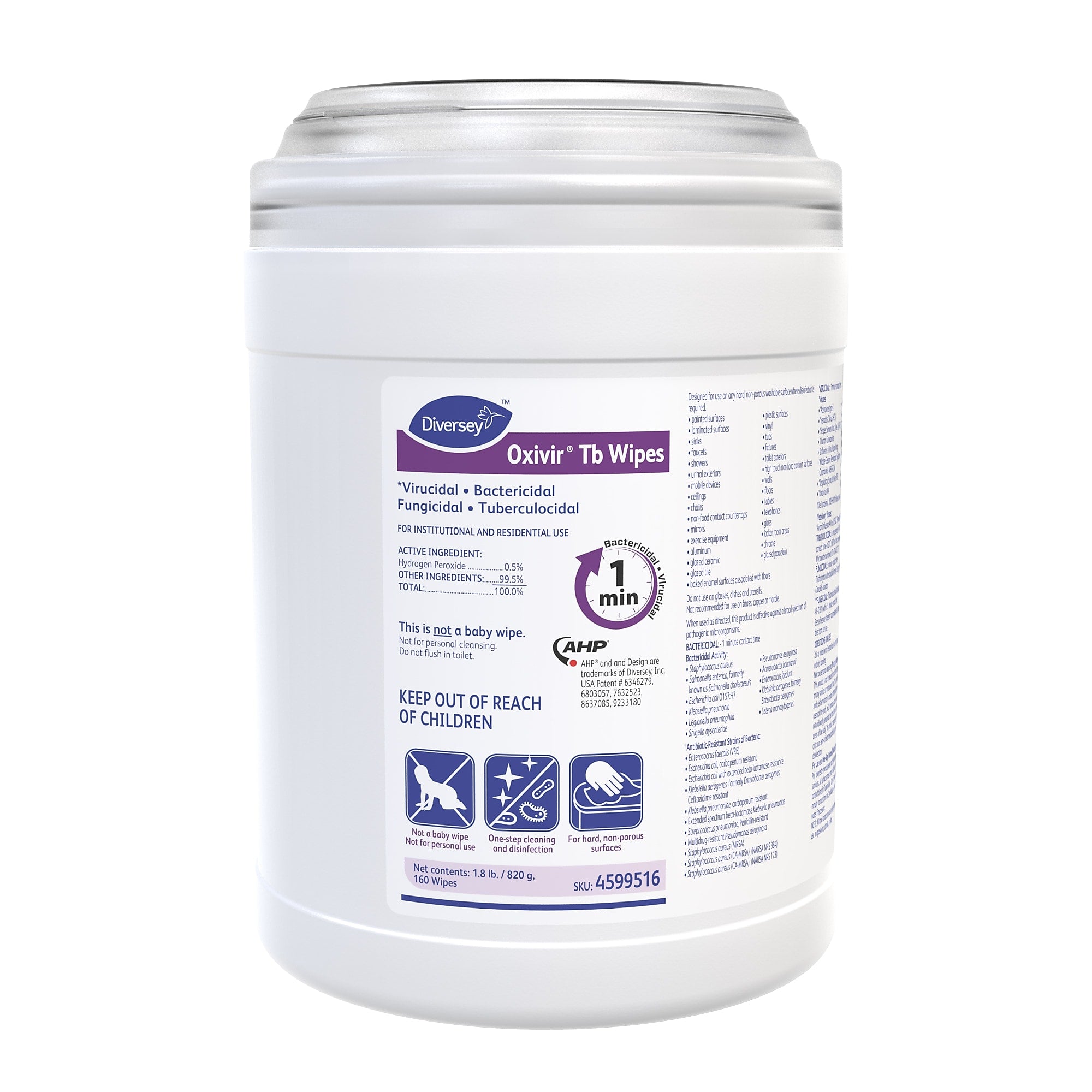 Diversey Oxivir Tb Disinfecting Wipes, 160/Pack (4599516)