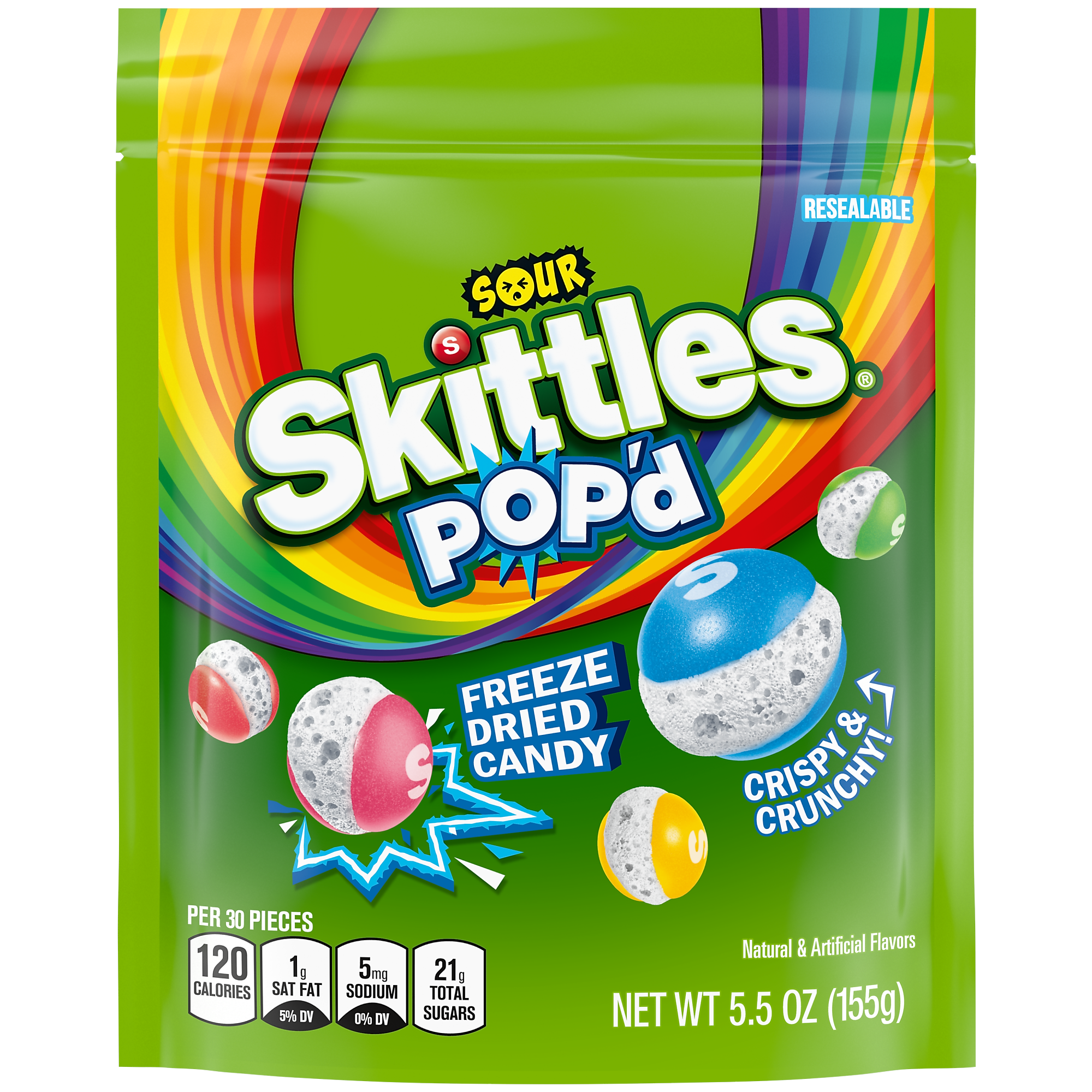 SKITTLES POP'd Sour Freeze Dried Candy, Assorted Flavors, 5.5 oz. (471767)