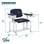 Viva Comfort Wide Adjustable Bariatric Padded Phlebotomy Blood Drawing Chair, 500 lbs. Capacity, Black (ADI997-01D-BLK-HD-MK)