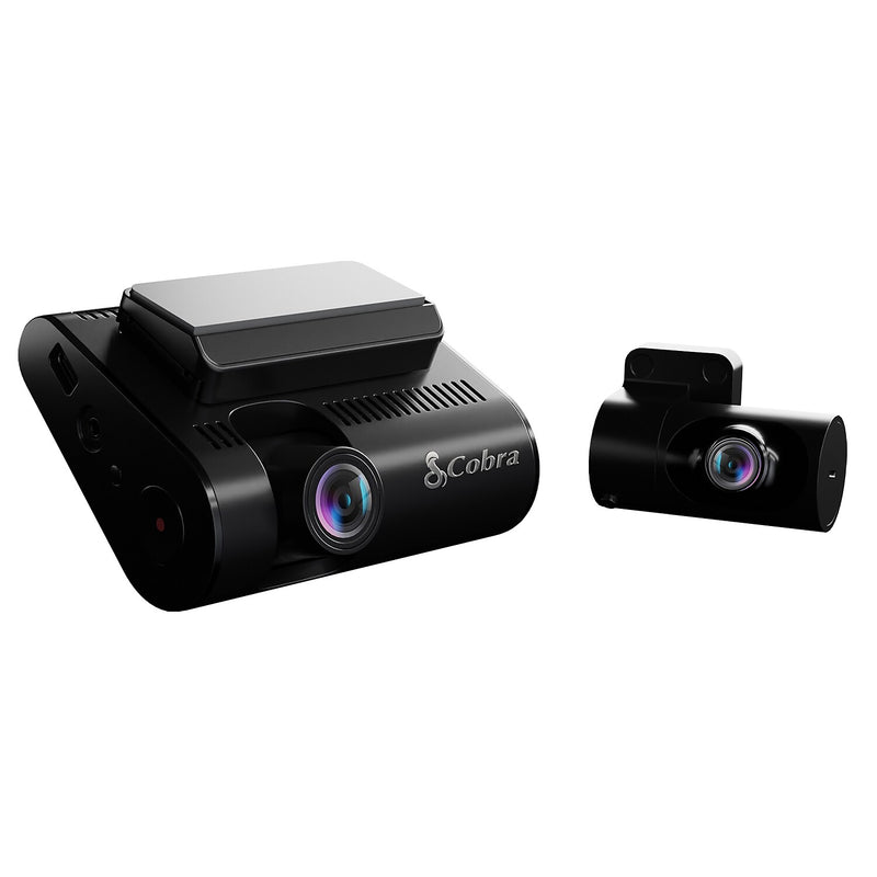 Cobra SC 250R Front 4K Smart Dash Cam with 1080p Rear Accessory Cam, GPS, Wi-Fi & microSD Card, Black (SC250R)