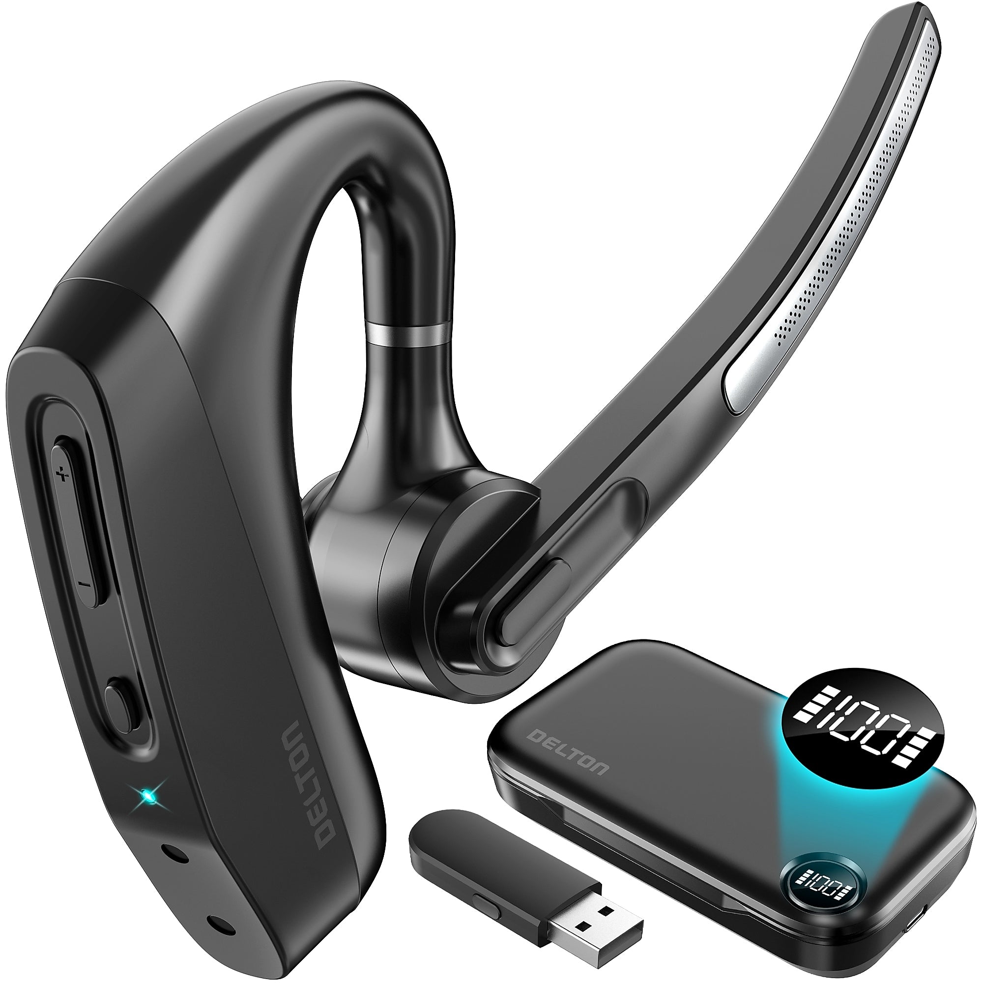 Delton K130 Wireless Noise Canceling Bluetooth Computer Earbud Headset, MS Teams, Black (DBHK130)