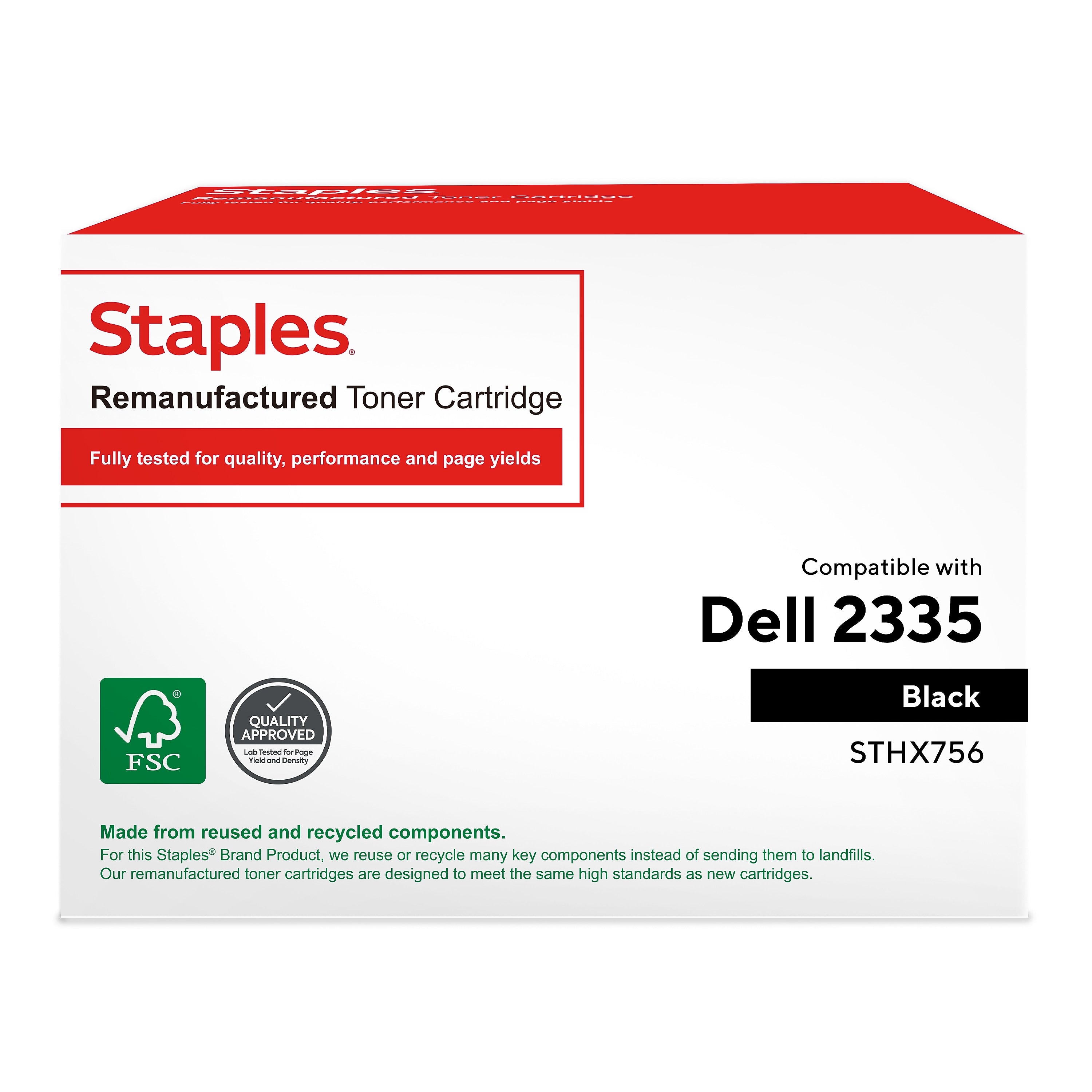 Staples Remanufactured Black High Yield Toner Cartridge Replacement for Dell (TRHX756/STHX756)