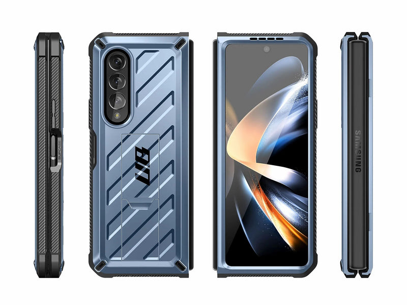 SUPCASE Unicorn Beetle Metallic Blue Kickstand Case for Samsung Galaxy Z Fold4 (SUP-Galaxy2022-ZFold4-5G-Unicorn-SP-Tilt)