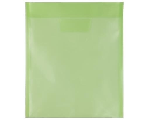 JAM PAPER Plastic Envelopes with Tuck Flap Closure, Letter Open End, 9 7/8 x 11 3/4, Lime Green, 12/Pack (15438965A)