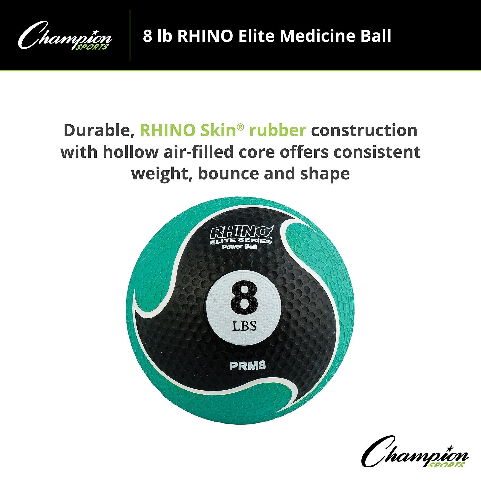 Champion Sports 8 lbs. Rhino Elite Medicine Ball, Green (CHMP697)