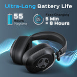 TREBLAB U5 Hybrid Active Noise Cancelling Over-Ear Headphones, Black
