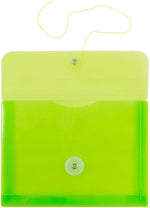 JAM Paper Premium Plastic Filing Envelope with Button & String Closure, Lime Green, 3/Pack (920B1LIX3)