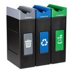 Commercial Zone Avante Black Three-Stream Trash/Recycling/Compost Bin Combo, 90 Gallon, Black (787305MSA)