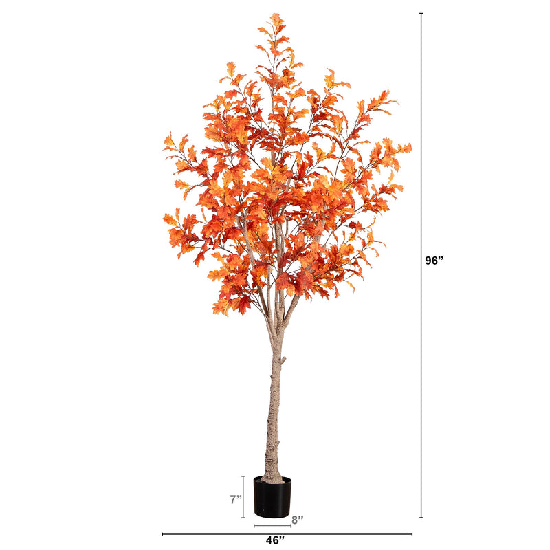 Nearly Natural 8' Autumn Oak Artificial Fall Tree (T4809)