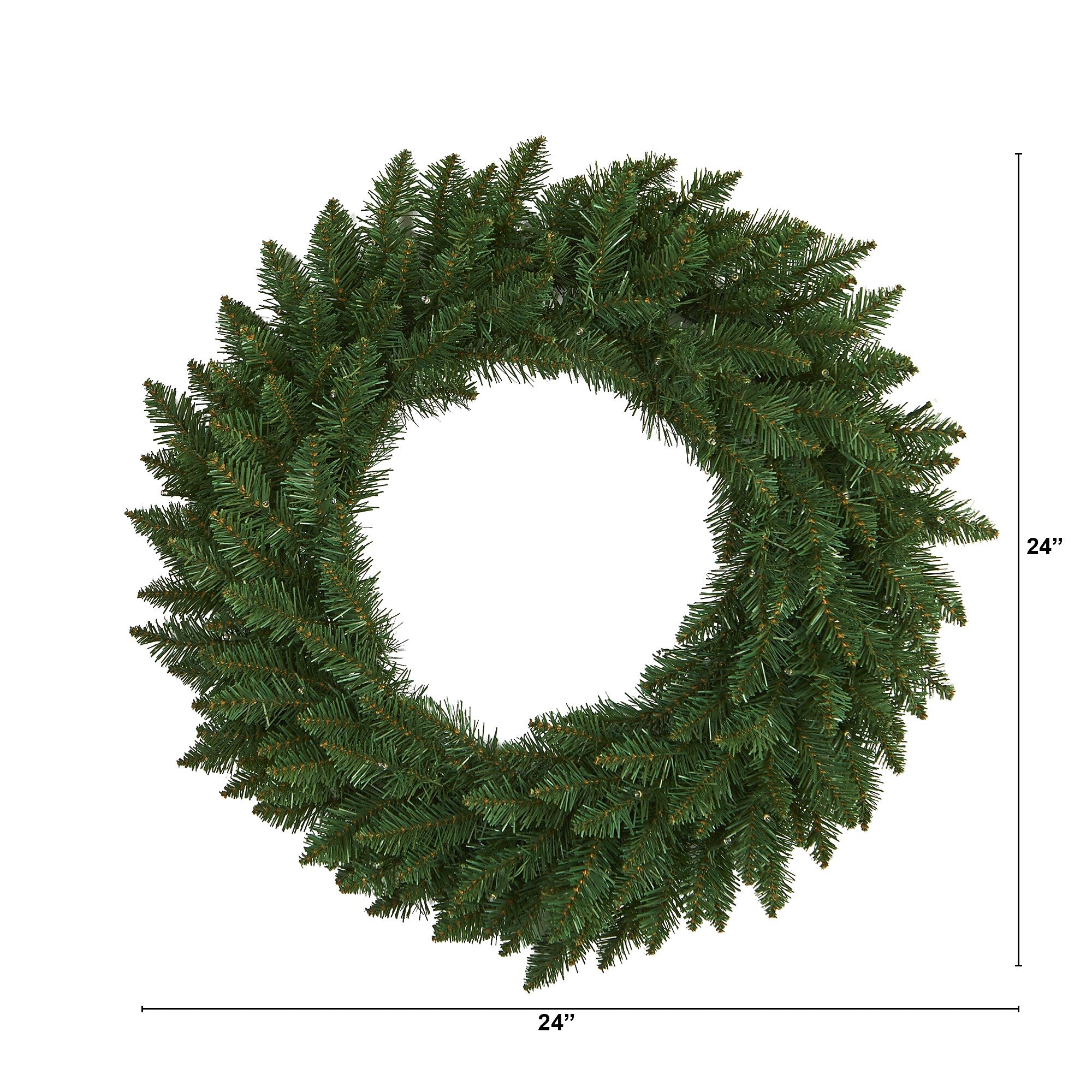 Nearly Natural 24-in Green Pine Artificial Christmas Wreath with 35 Clear LED Lights (W1110)