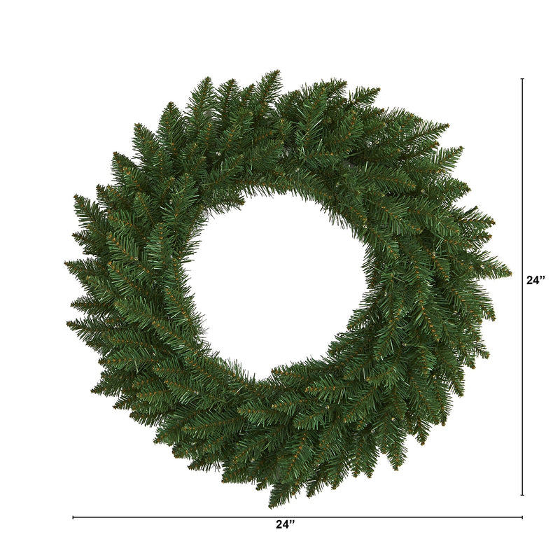 Nearly Natural 24-in Green Pine Artificial Christmas Wreath with 35 Clear LED Lights (W1110)