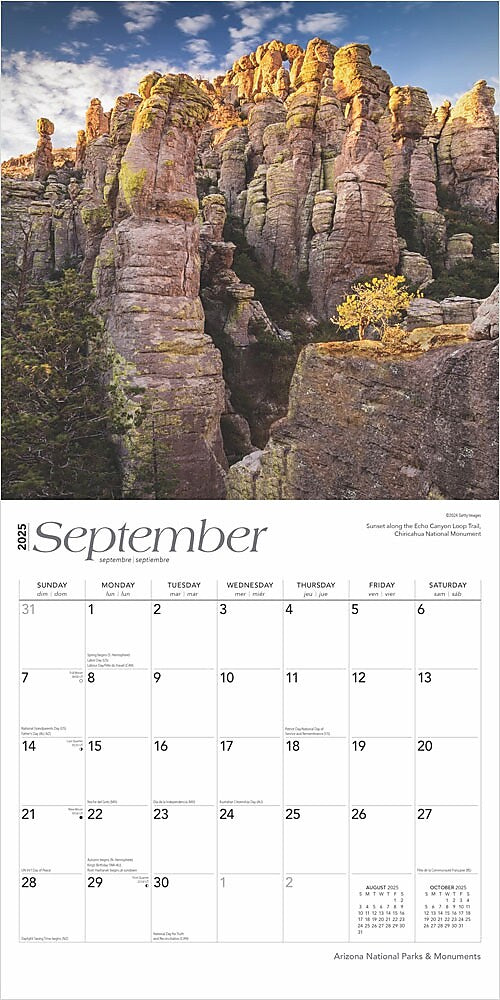 2025 BrownTrout Arizona National Parks & Monuments 12" x 12" Monthly  Wall Calendar (9781975476007)