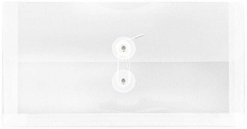 JAM Paper Premium Plastic Filing Envelope with Button & String Closure, 5 1/4" x 10", Clear, 3/Pack (921B1CLX3)