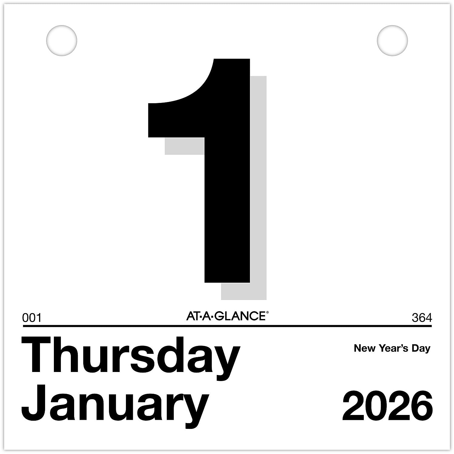 2026 AT-A-GLANCE Today Is 6" x 6" Daily Calendar Refill Pages, White/Black (K1-50-26)