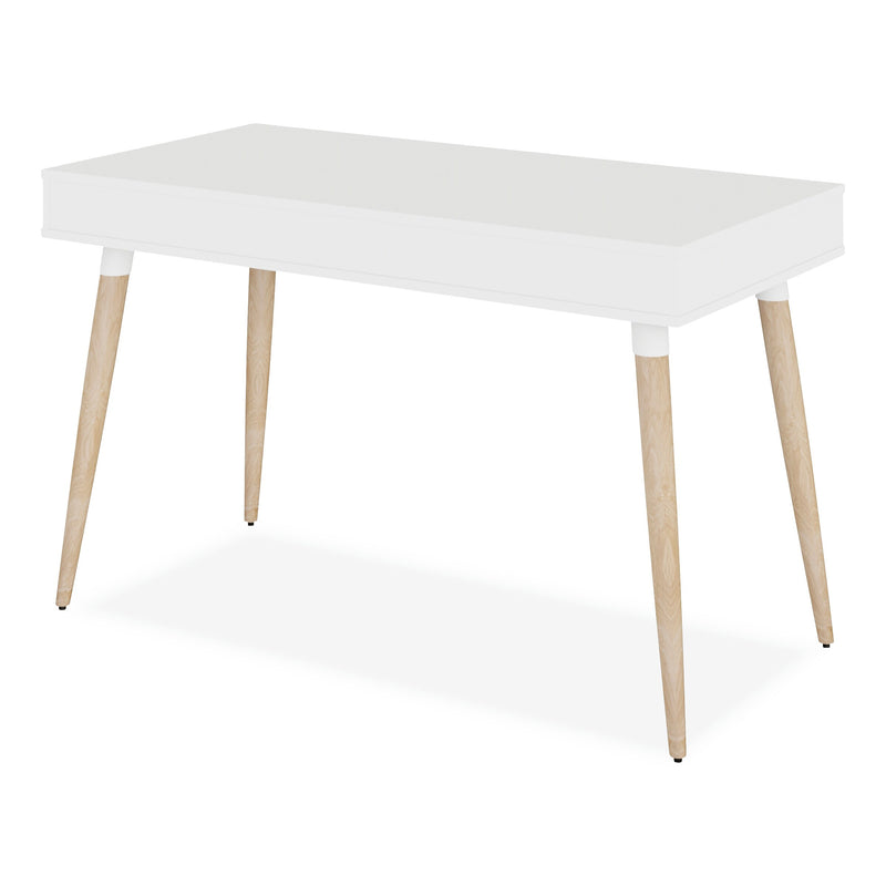 Alera Scandinavian Writing Desk, 47.24" x 23.62" x 29.53", White/Beigewood (ALEWSS4824WB)