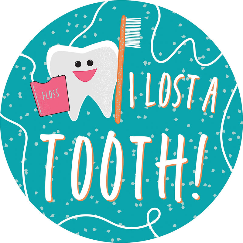 Barker Creek Lost a Tooth Stickers/Badges, 2.37" Dia., Multicolored, 192/Set (4445)